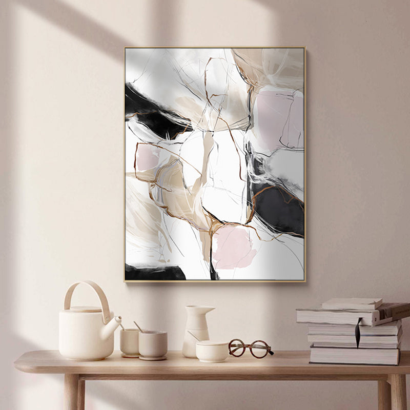 Novel Abstract Pattern Canvas Art for Living Room in White, Multiple Sizes Available