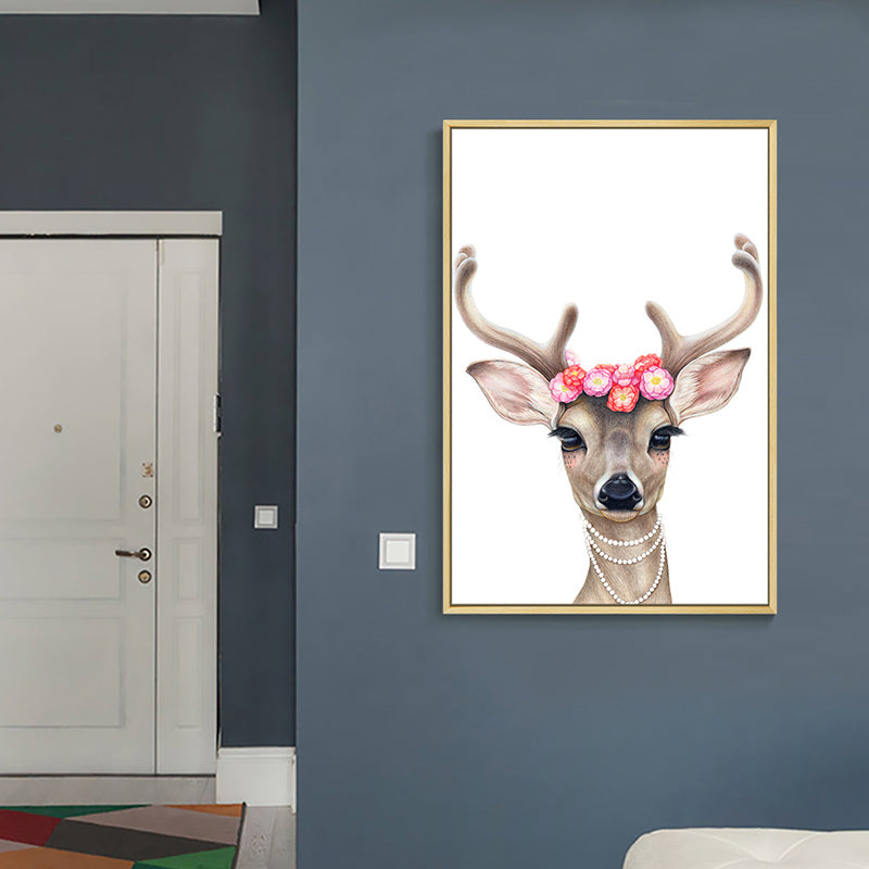 Nordische Tierzeichnung Leinwandkunst Pastellfarben Schlafzimmer Wanddekoration, mehrere Größen erhältlich