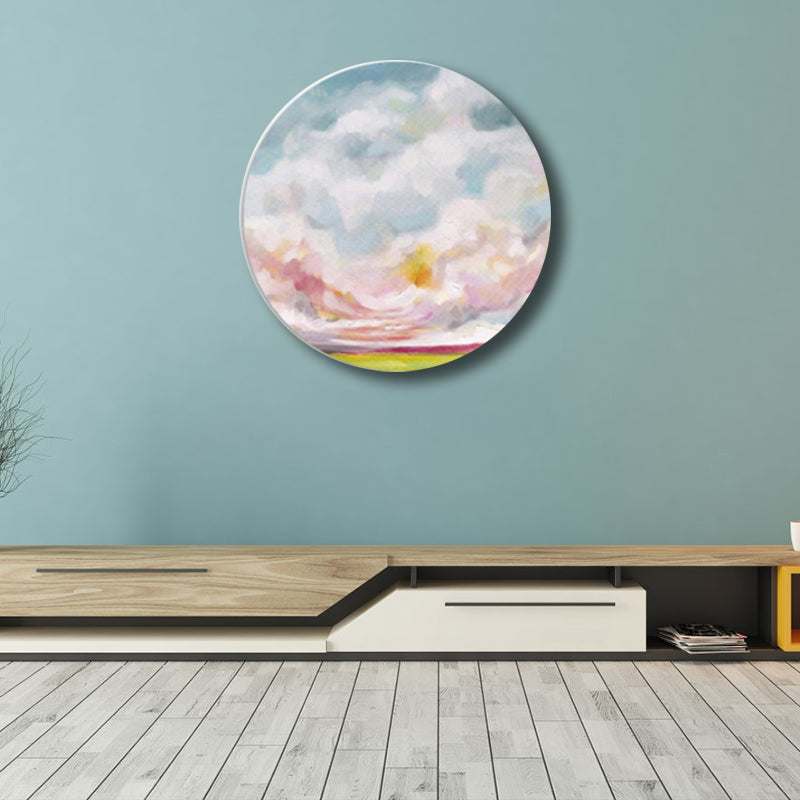 Pastel Color Cloud Scenery Painting Textured Modern Art Dining Room Canvas Print