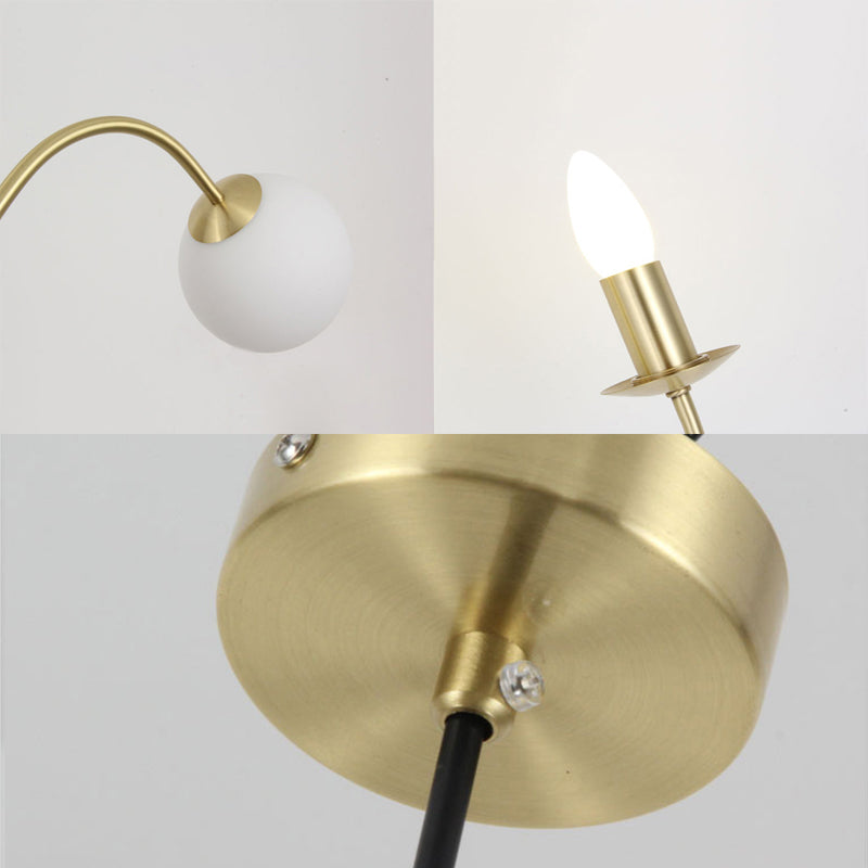3 Lichter im Innenhänge Kronleuchter Licht mit globalem weißen Glasschatten Moderne Gold Finish -Anhängerlampe