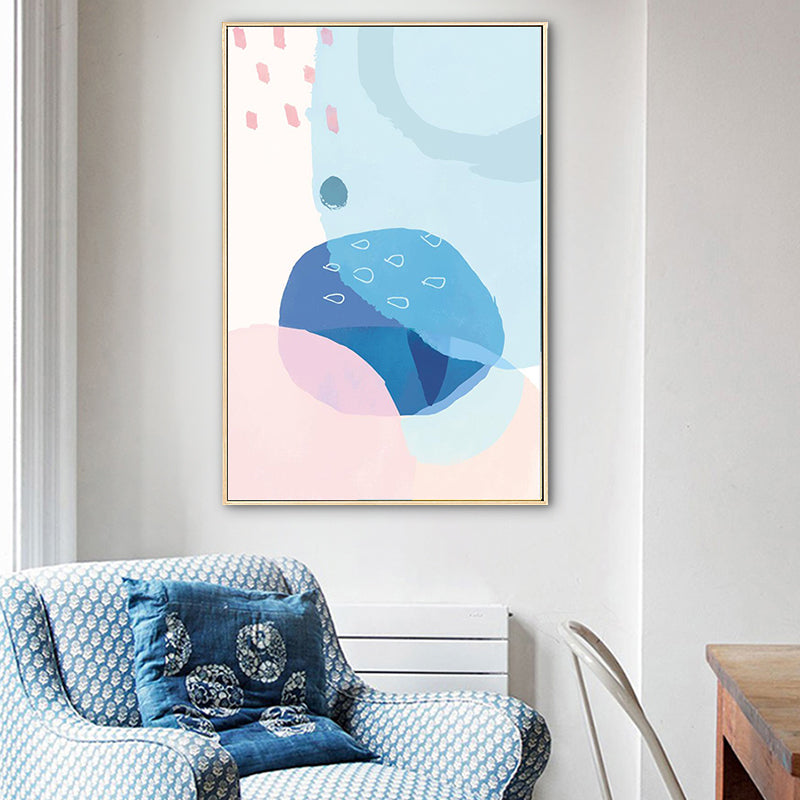 Zachte kleur abstracte muurkunst decor getextureerde cartoon kinderkamer canvas print, meerdere maten