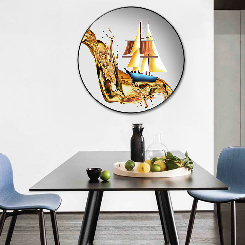 Contemporary Sailing Boat Art Print Canvas Light Color Vehicle Wall Decor, Multiple Sizes