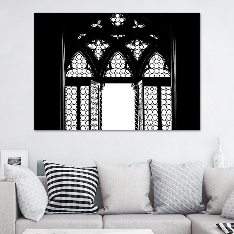 Leinwand, schwarzes Gemälde, Vintage-Stil, ausgehöhlte Tür-Wanddekoration, mehrere Größen erhältlich