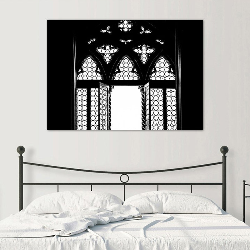 Leinwand, schwarzes Gemälde, Vintage-Stil, ausgehöhlte Tür-Wanddekoration, mehrere Größen erhältlich