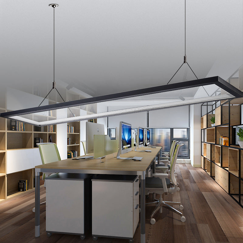 Silver/nero Ultra Slim sospeso a sospensione moderna Kit di luce a soffitto acrilico a led per ufficio