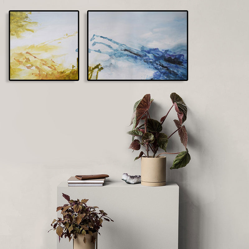Abstract Painting Canvas Print Multi-Piece Modern Bedroom Wall Art in Soft Color