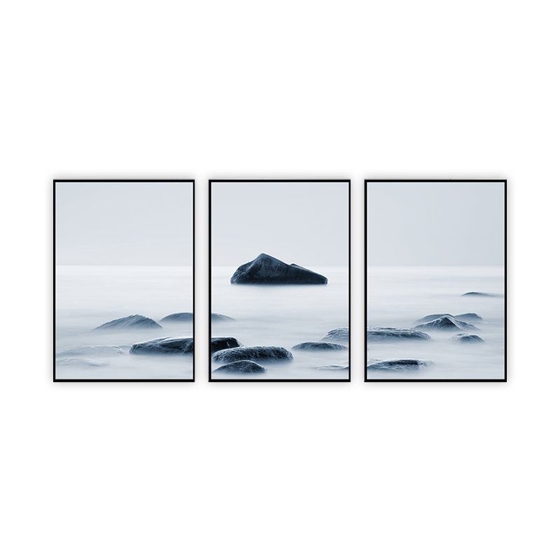 Foggy Nature Scenery Wall Art Print Dark Color Contemporary Canvas for Family Room
