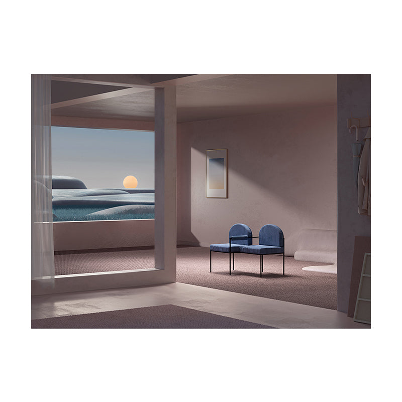Minimalism Canvas Print Dark Color Mixed Media Empty Room with Sea View Wall Art for Home