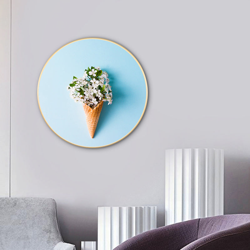 Blue Nordic Style Painting Botanical Canvas for Bathroom, Multiple Sizes Available