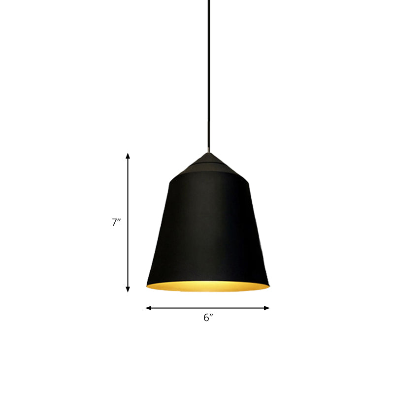 6"/13" Wide Bell Pendant Lighting Modern Metal 1 Light Black/White Hanging Ceiling Light