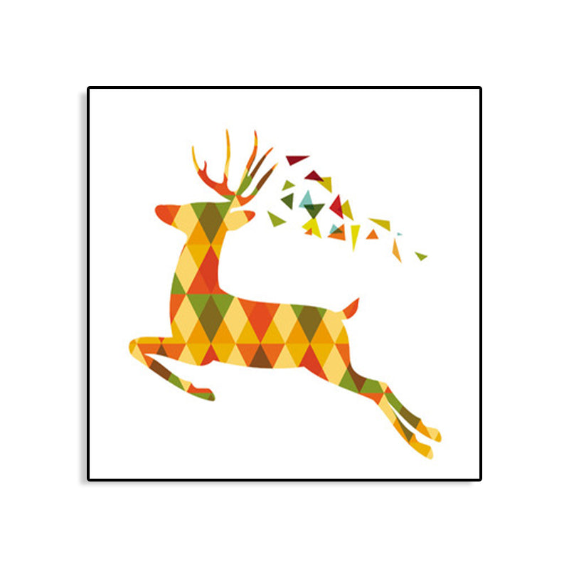 Nordic Deer Canvas Wall Art Family Room Wall Decor in Yellow on White, Multiple Sizes