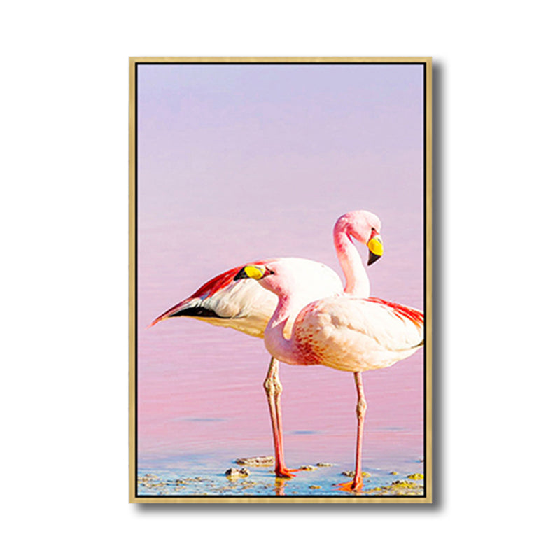 Flamingos Canvas Print Pink Childrens'Art Wall Decor for Dining Room, Multiple Sizes