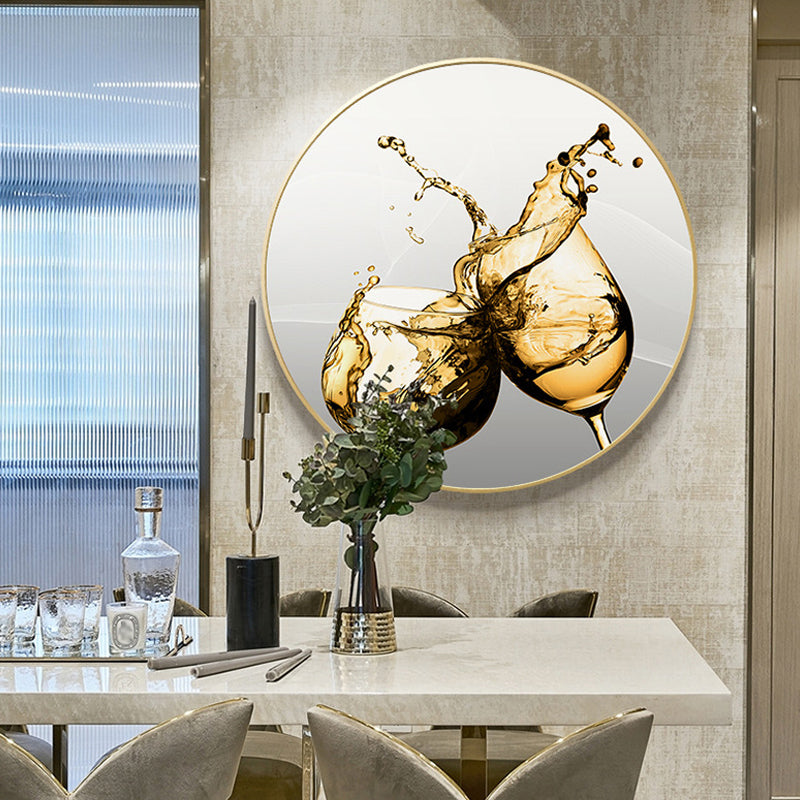 Wine Glass Canvas Wall Art for Living Room in Pastel Color, Multiple Sizes Available