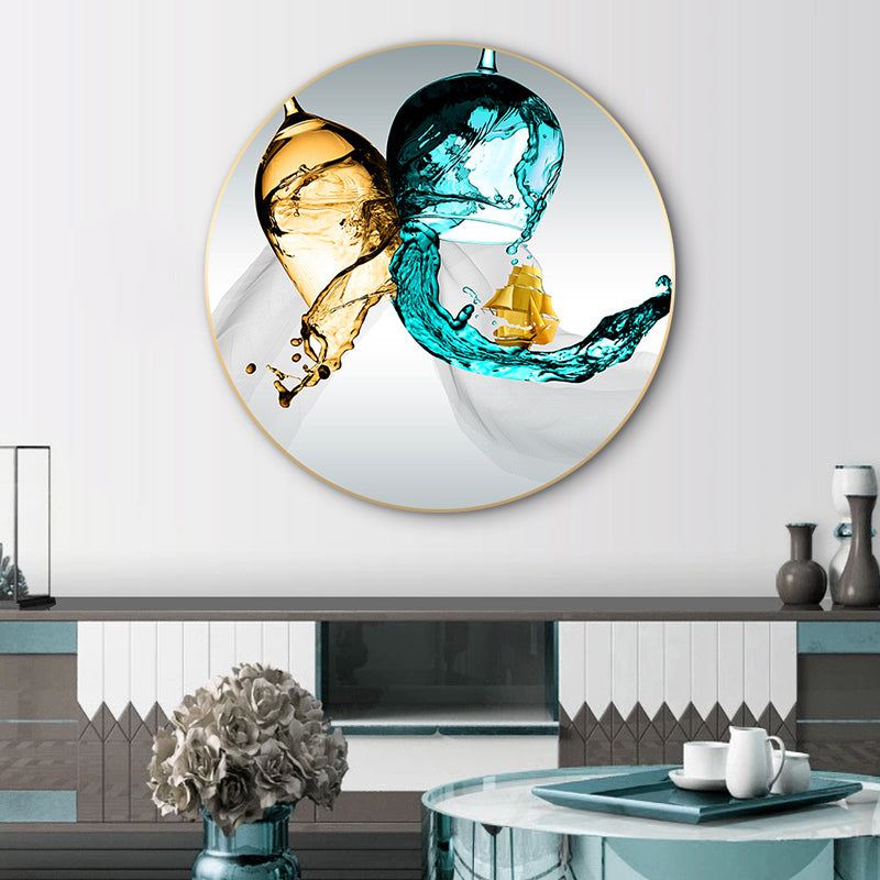 Wine Glass Canvas Wall Art for Living Room in Pastel Color, Multiple Sizes Available