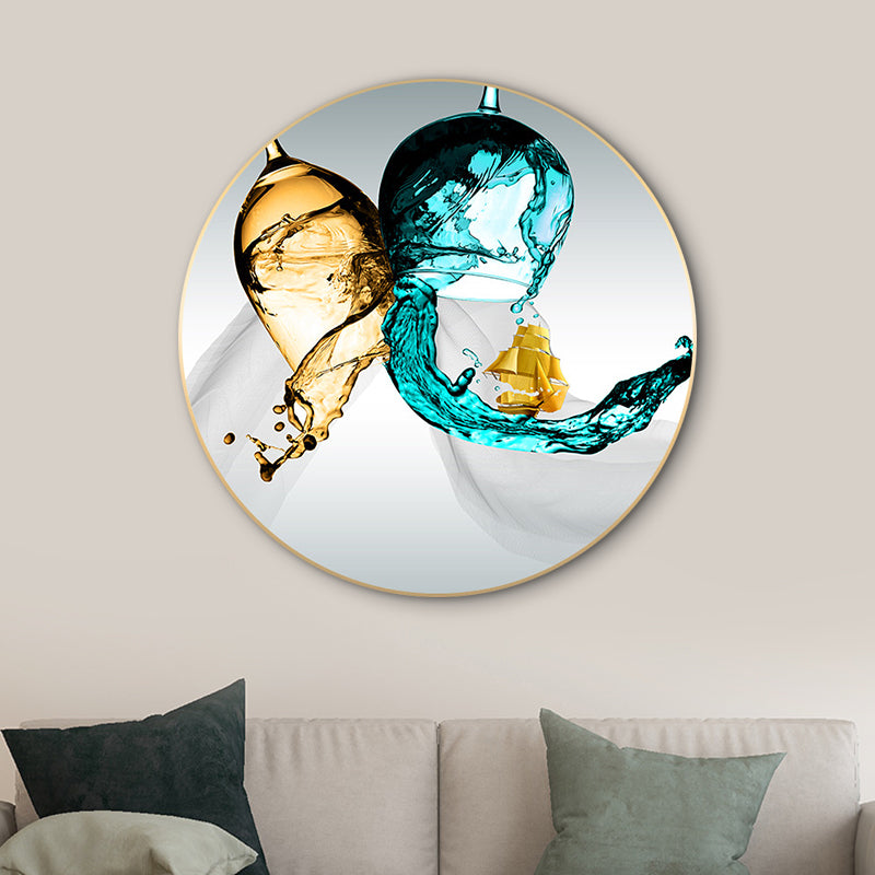 Wine Glass Canvas Wall Art for Living Room in Pastel Color, Multiple Sizes Available