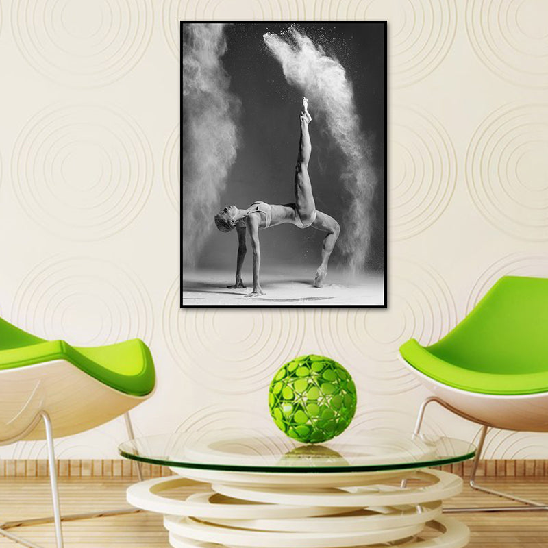 Contemporary Dancer Wall Art Canvas Print Textured Grey Wall Decor for House Interior