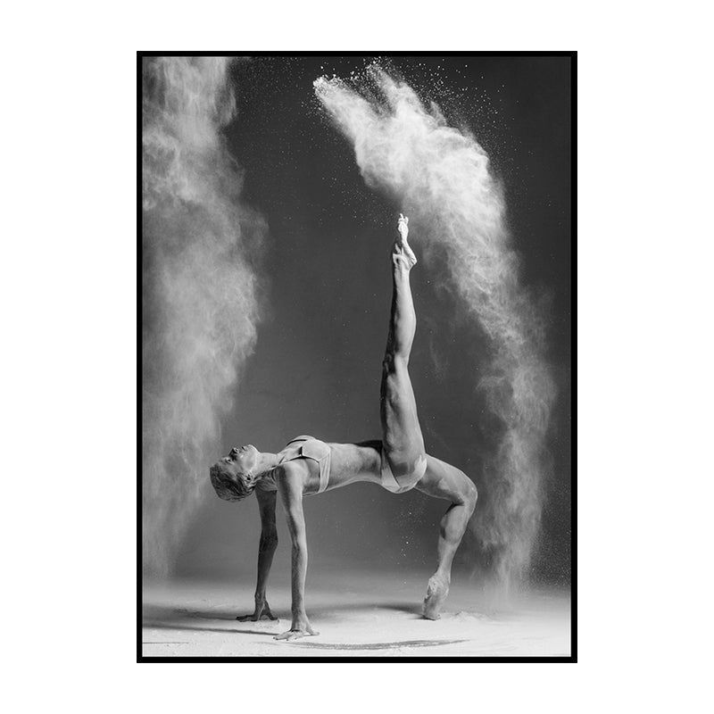 Contemporary Dancer Wall Art Canvas Print Textured Grey Wall Decor for House Interior