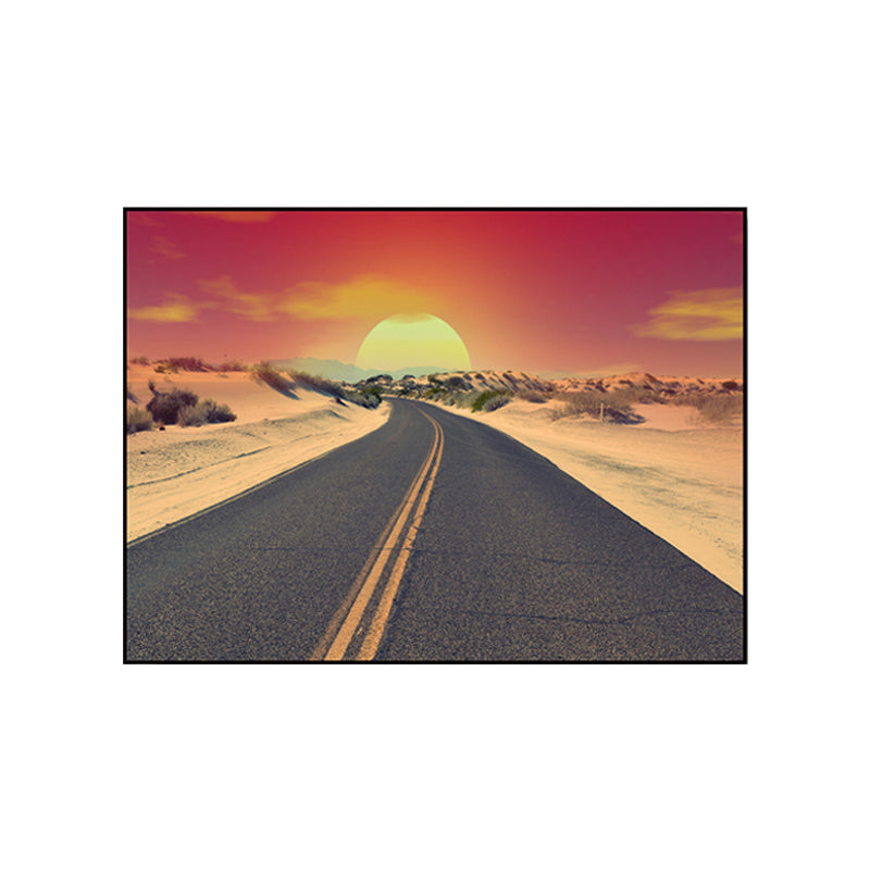 Photograph Road Wall Art Modernism Canvas Print Wall Decor in Dark Color for Bedroom