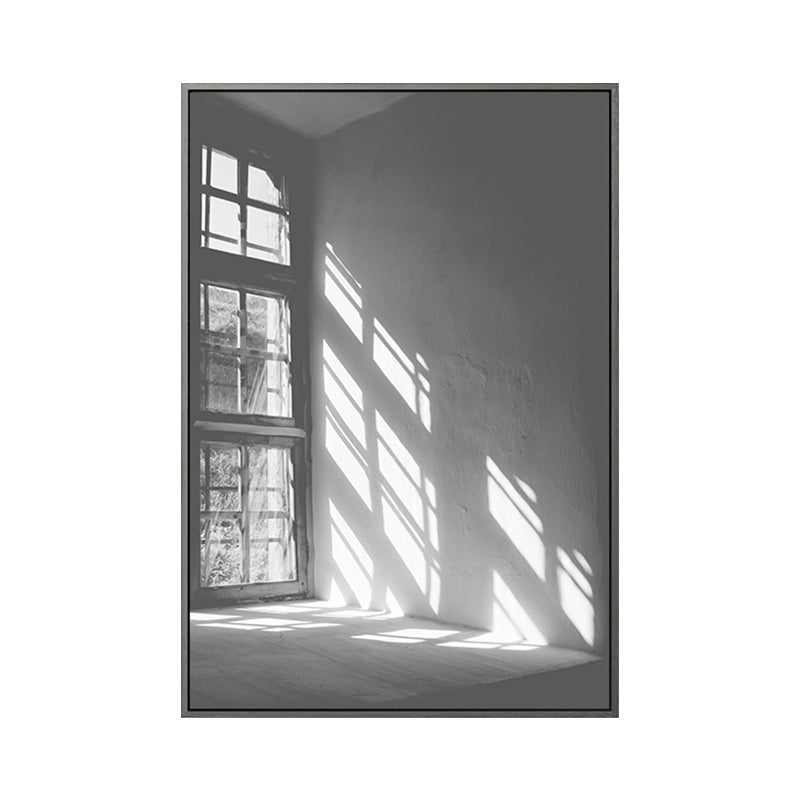 Grey Sunlight Shadow Canvas Print Still Life Minimalist Textured Wall Art for Room