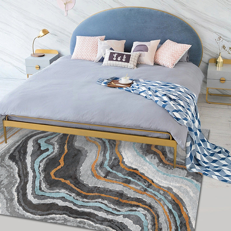 Stijlvol modernisme vloerkleed met veelkleurige aquarel en werveling gestreept patroon vloerkleed Diervriendelijk antislip wasbaar vloerkleed voor decoratie