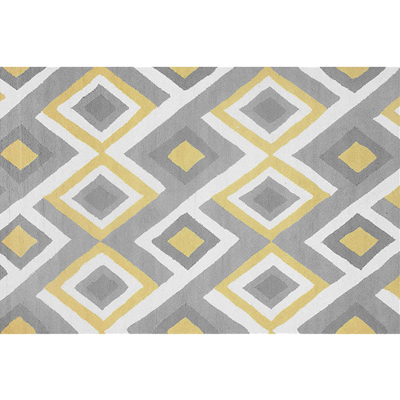 Moroccan Geometric Pattern Rug Grey and Yellow Polyester Rug Washable Pet Friendly Non-Slip Area Rug for Living Room
