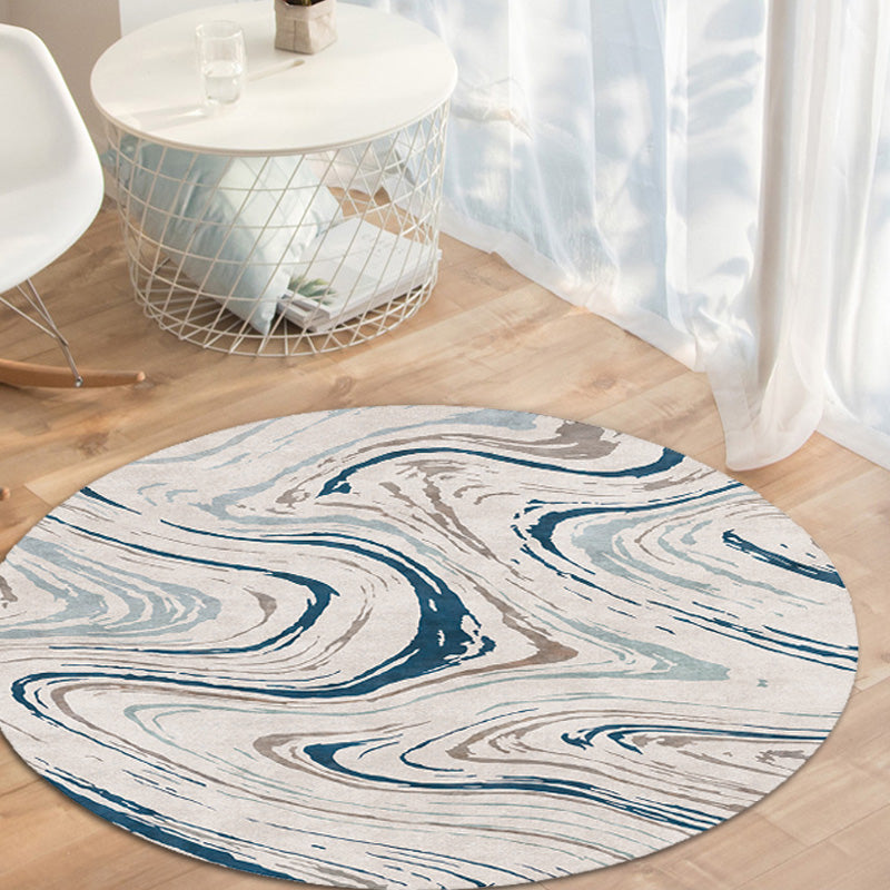 Funky Contemporary Rug Multicolor Watercolor and Swirl Striped Pattern Rug Pet Friendly Anti-Slip Washable Area Rug for Study