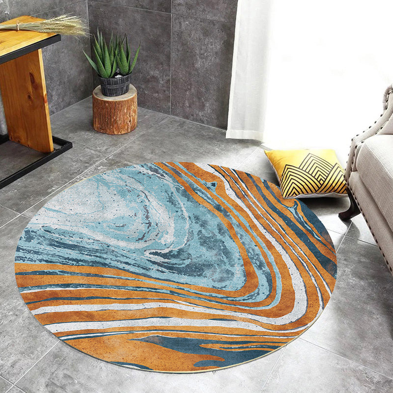 Funky Contemporary Rug Multicolor Watercolor and Swirl Striped Pattern Rug Pet Friendly Anti-Slip Washable Area Rug for Study
