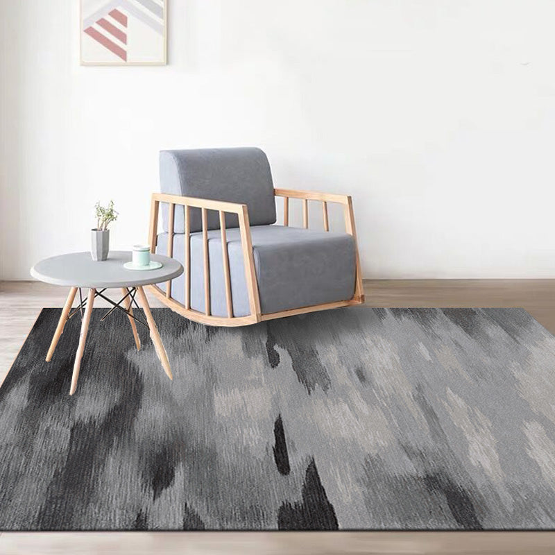 Modernist Watercolor Pattern Rug Blue and Yellow Polyester Rug Non-Slip Backing Washable Pet Friendly Carpet for Bedroom