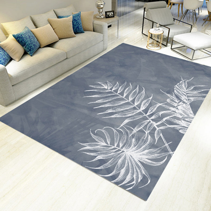 Novelty Leaf Pattern Rug Green and Grey Polyester Rug Washable Pet Friendly Non-Slip Area Rug for Living Room