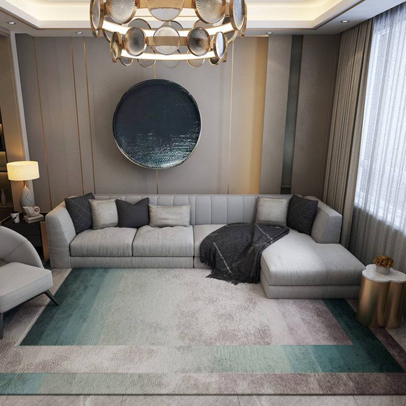 Simplicity Ombre Pattern Rug Grey Multicolor Polyester Rug Non-Slip Backing Washable Pet Friendly Carpet for Bedroom