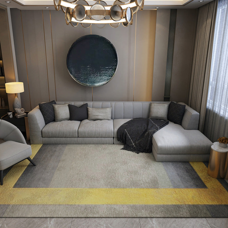 Simplicity Ombre Pattern Rug Grey Multicolor Polyester Rug Non-Slip Backing Washable Pet Friendly Carpet for Bedroom