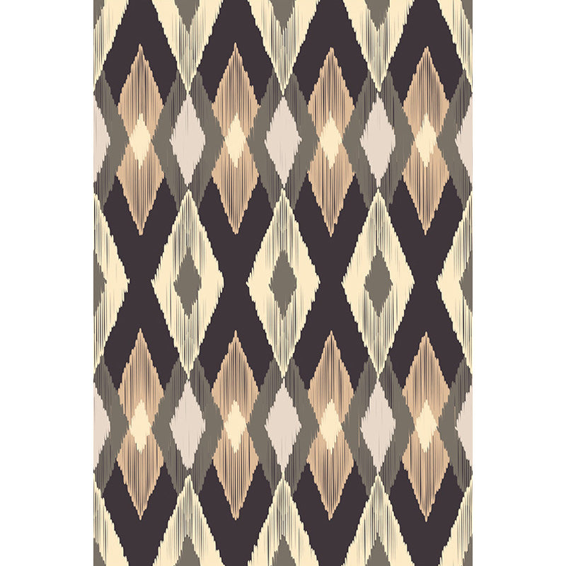 Moroccan Geometric Pattern Rug Orange and Brown Polyester Rug Washable Pet Friendly Non-Slip Area Rug for Living Room
