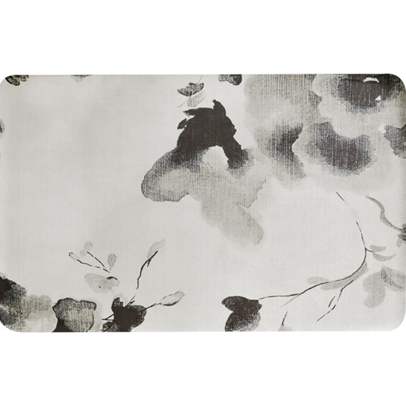 Grey Oriental Rug Polyester Watercolor Pattern Rug Pet Friendly Machine Washable Anti-Slip Backing Carpet for Decoration