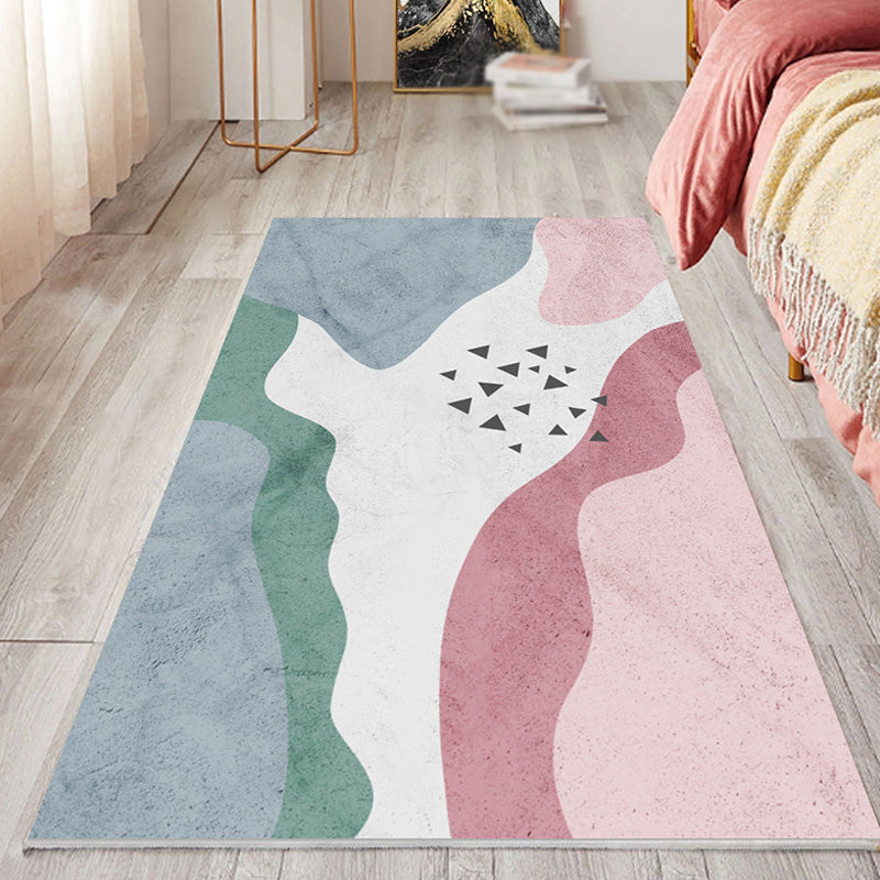 Alfombra modernista multicolor única de poliéster de poliéster alfombra de patrón rayado rayado alfombra para mascotas lavable para la sala de estar para sala de estar