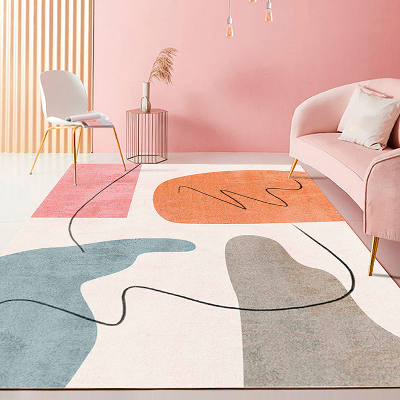 Minimalistischer Farbblöcke Teppich Multikolen Polyester Teppich nicht rutschfestes waschbares Haustierfreundlicher Teppich für Schlafzimmer