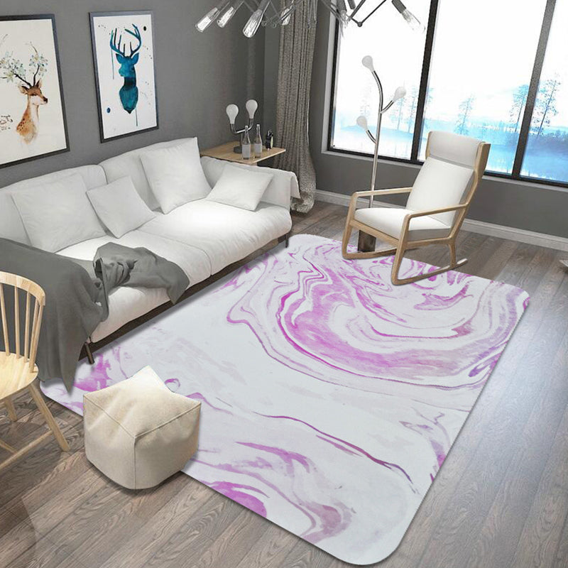 Unusual Watercolor Pattern Rug with Swirl Stripe Multicolor Modernist Rug Polyester Washable Anti-Slip Carpet for Living Room