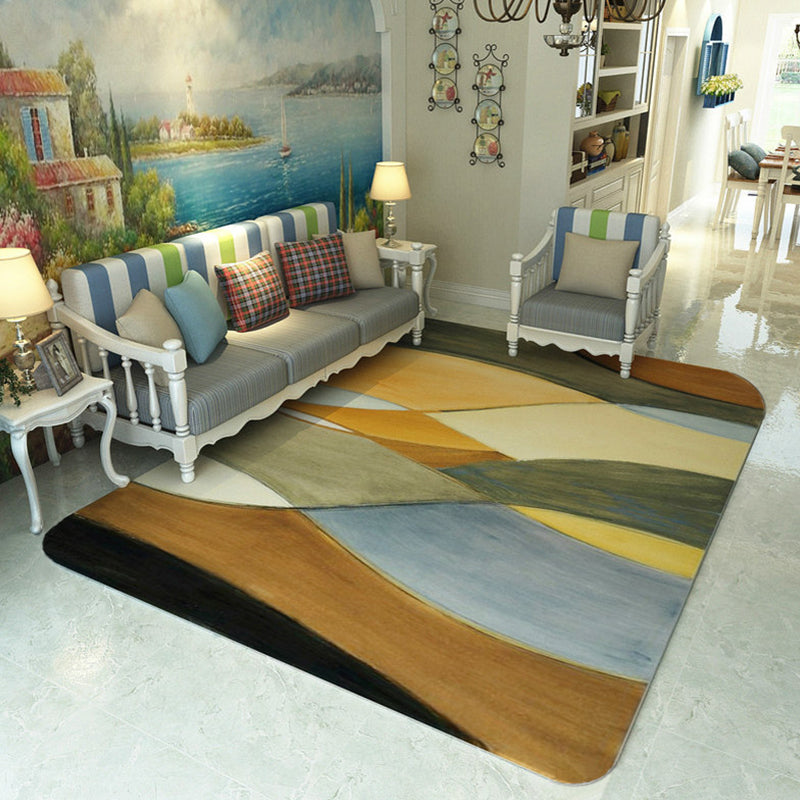Casual Watercolor Pattern Rug Multicolor Contemporary Rug Polyester Pet Friendly Non-Slip Backing Washable Area Rug for Living Room