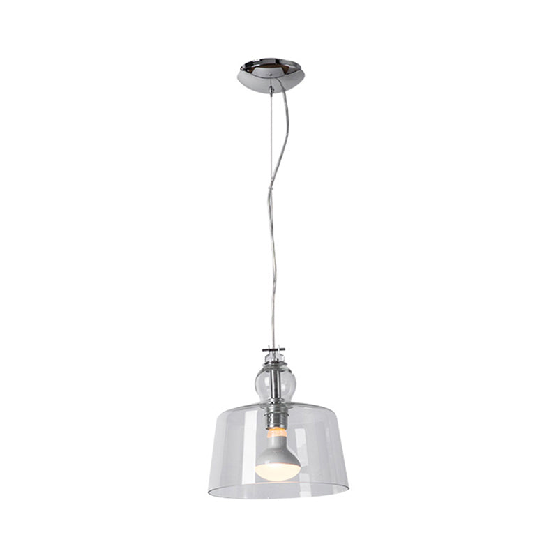 Luz colgante moderna 1 de luz con tono de vidrio transparente cromo