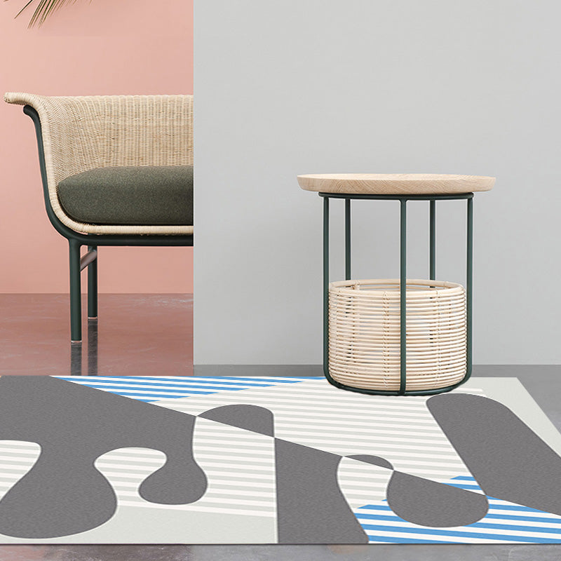 Multicolor Abstract Stripe Pattern Rug Polyester Modern Rug Washable Anti-Slip Pet Friendly Area Rug for Living Room