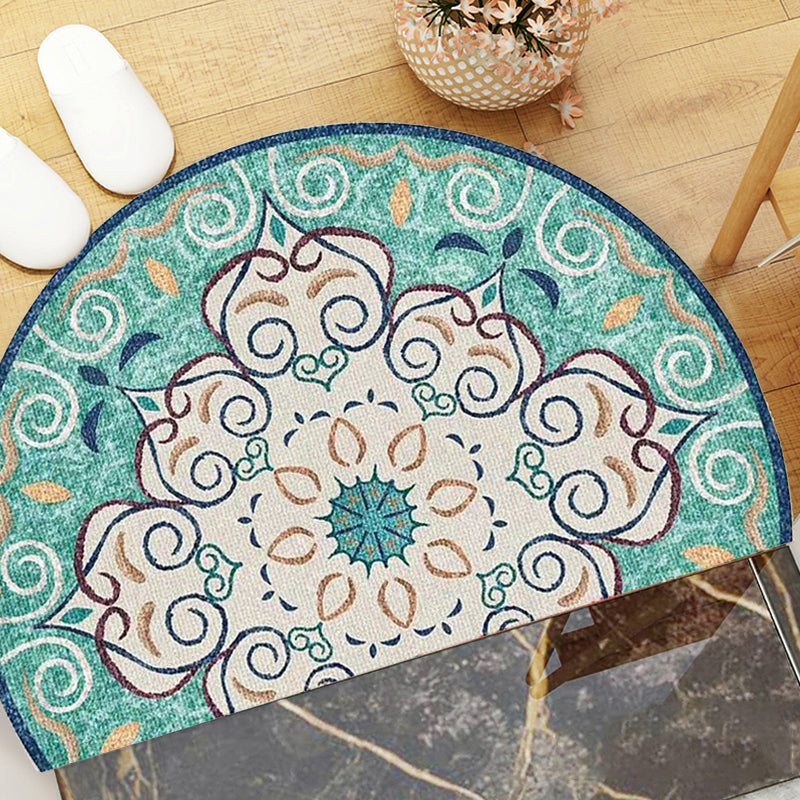 Bohemian Floral Pattern Rug Multicolor Polyester Rug Machine Washable Non-Slip Backing Area Rug for Living Room