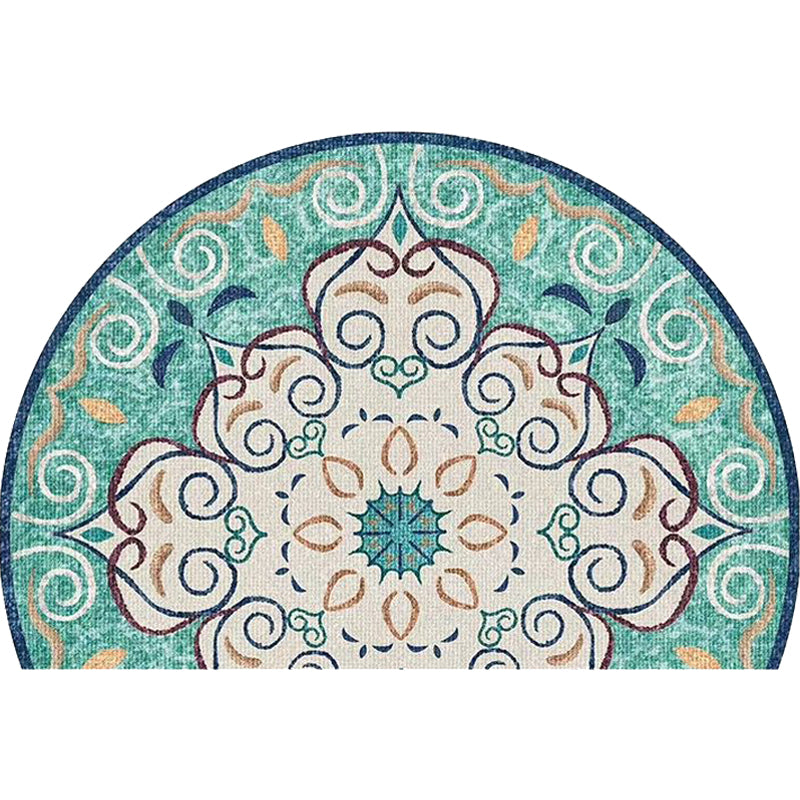 Bohemian Floral Pattern Rug Multicolor Polyester Rug Machine Washable Non-Slip Backing Area Rug for Living Room