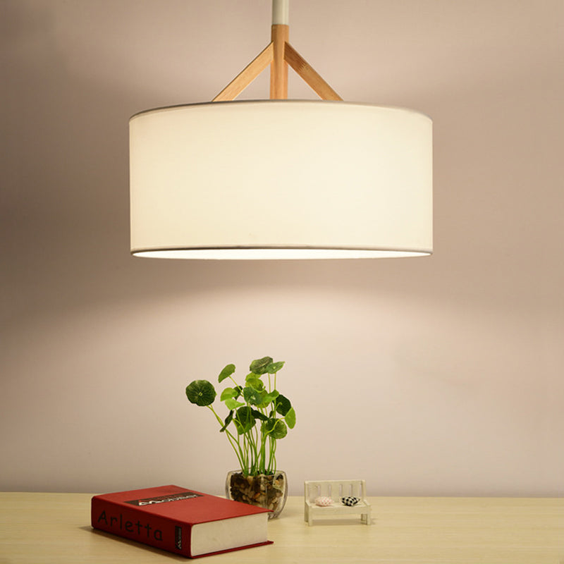 Moderne Trommelanhänger Leuchte Fixation Stoff 1 hängende Deckenleuchte in Weiß/Schwarz