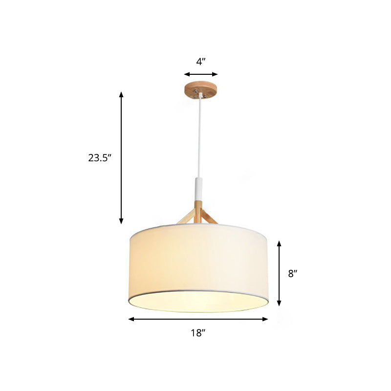 Moderne Trommelanhänger Leuchte Fixation Stoff 1 hängende Deckenleuchte in Weiß/Schwarz