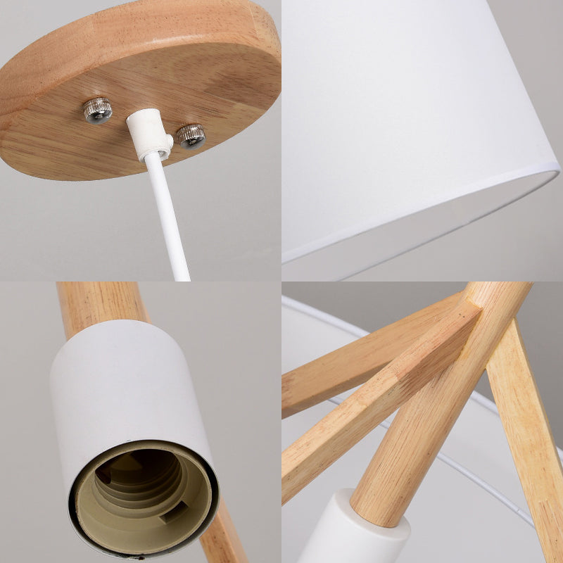 Moderne Trommelanhänger Leuchte Fixation Stoff 1 hängende Deckenleuchte in Weiß/Schwarz