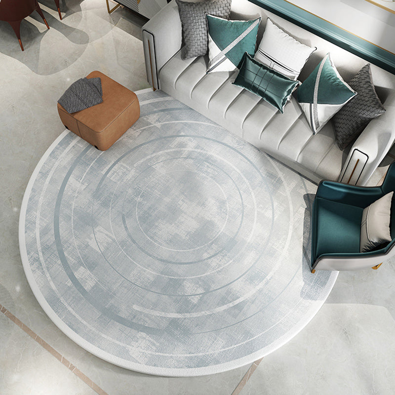 Light Grey Modernist Rug Polyester Abstract Rug Pet Friendly Machine Washable Anti-Slip Backing Carpet for Decoration