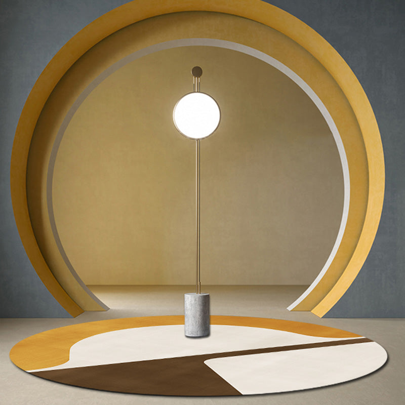 Modernist Concentric Circles Pattern Rug Multicolor Polyester Rug Non-Slip Backing Washable Pet Friendly Carpet for Bedroom