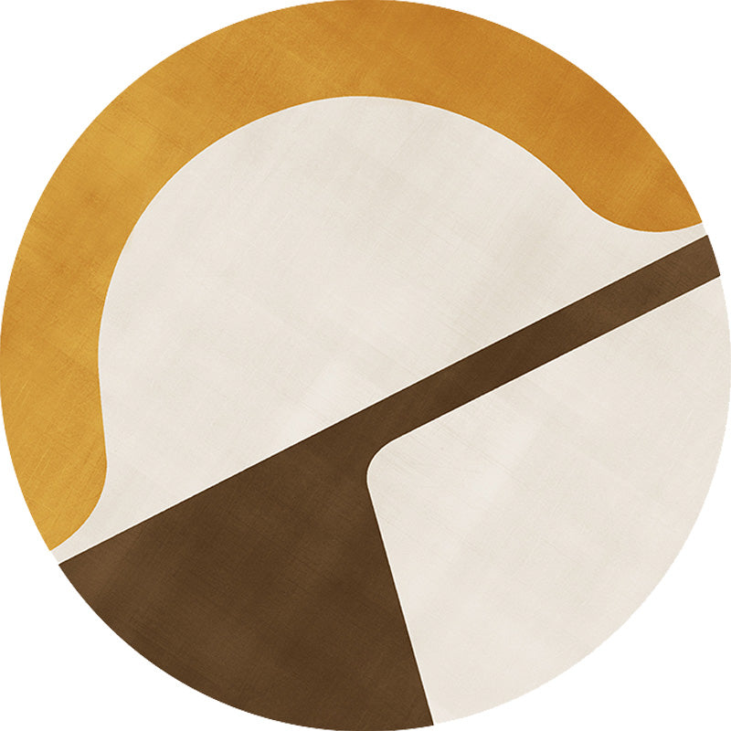 Modernist Concentric Circles Pattern Rug Multicolor Polyester Rug Non-Slip Backing Washable Pet Friendly Carpet for Bedroom