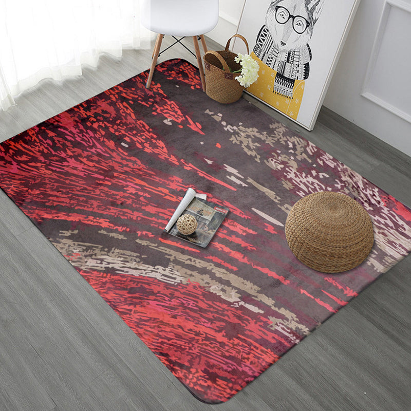 Creative Abstract Rug Multicolor Industrial Rug Polyester Pet Friendly Non-Slip Backing Washable Area Rug for Living Room