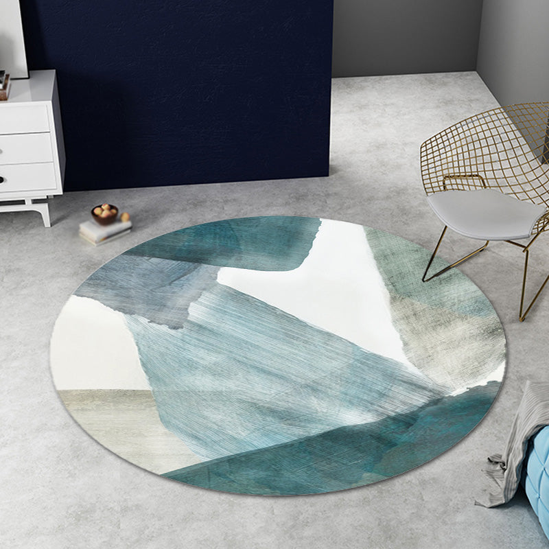 Colorblock Striped Pattern Rug Polyester Modernism Rug Washable Anti-Slip Pet Friendly Area Rug for Living Room