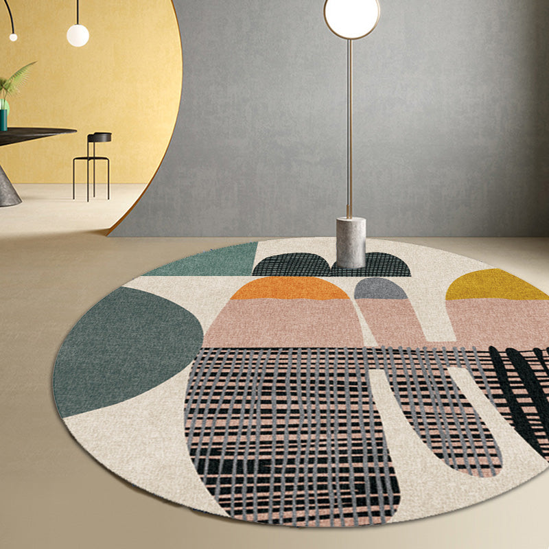 Colorblock Striped Pattern Rug Polyester Modernism Rug Washable Anti-Slip Pet Friendly Area Rug for Living Room